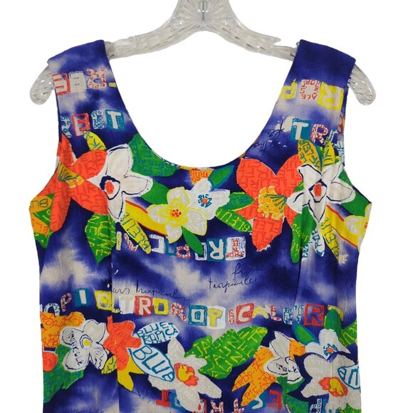 JAMS WORLD Mini dress Size 11 Multicolored blue Tropical floral Vintage - Picture 3 of 10